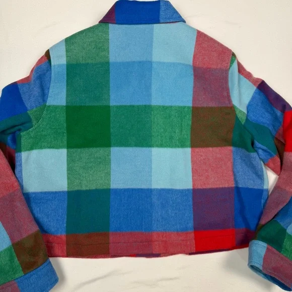 NWT Free Assembly Plaid Cropped Chore Jacket Multicolor Large Shacket Spring - Picture 5 of 12